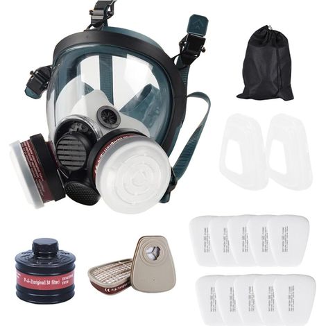 Masque respiratoire – Masque facial contre la poussière réutilisable – Masque respiratoire pour protection, peinture professionnelle, masque intégral avec filtres (1/5)