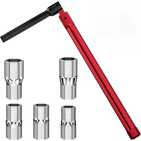 - Llave para grifo - Adaptador - Instalación de fontanería - Acero al carbono - Compacta - Roja - 13 mm y 8-12 mm (1/5)