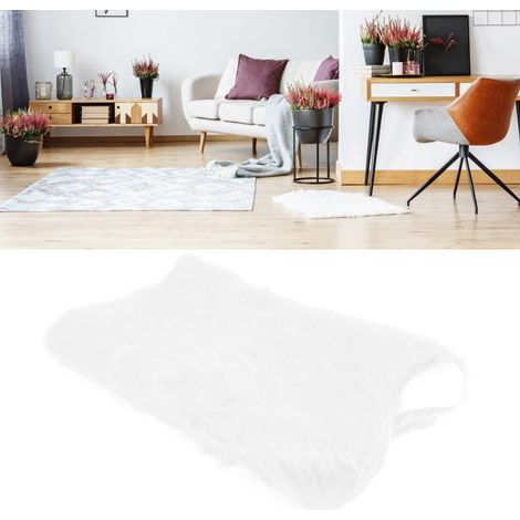 Tapis de Décoration pour Salon Tapis Faux Cuir de Mouton Doux Tapis de Zone 40x60cm Blanc Polyacrylonitrile Fibre + Faux Cuir de Mouton + Faux Cuir (1/5)
