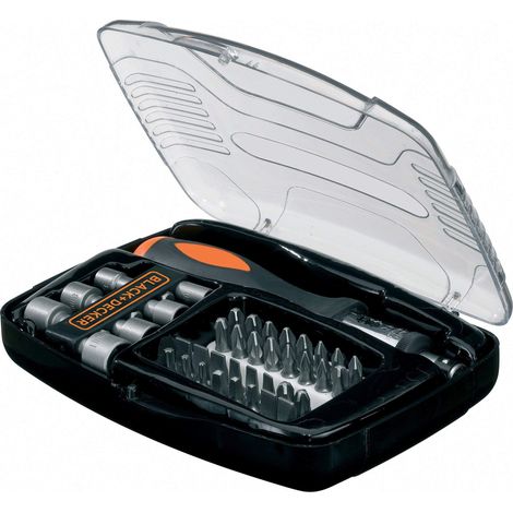 JUEGO DE 40 PIEZAS PARA ATORNILLAR CON ATORNILLADOR DE CARRACA A7062-XJ BLACK+DECKER (1/5)