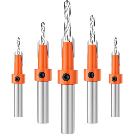 5pcs Foret Chanfrein à Bois Compteur HSS Conique 10MM Tige Hexagonale, Mèche à Fraiser Jeu de Forets à Chanfreiner pour le Travail du Bois (1/5)