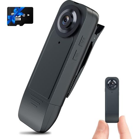 Camera Corps - 1080P - Vision Nocturne - Détection de Mouvement - Enregistrement Boucle Automatique - Carte 64 Go Incluse - Batterie 1000 mAh - Pour Surveillance Domestique Cyclisme Livraison