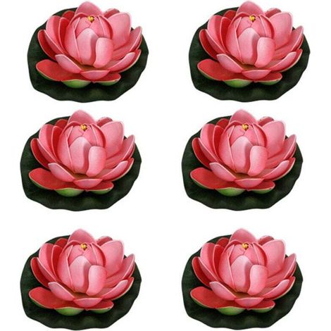 Caractéristique De l'eau Lotus Artificiel Fleur De Lotus Artificielle Faux Flottant Nénuphar Jardin Étang Fish Tank Décor Pêche Rouge 6pcs