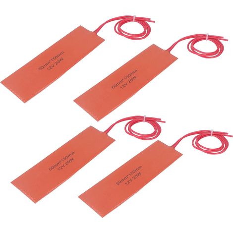 50X150mm Tapis Chauffant en Silicone, 4 PCS Coussin Chauffant en Caoutchouc de Silicone 12V 20W Couverture Électrique Tapis Flexible Tapis Chauffant Flexible 200℃, pour Réservoirs de Tuyaux (1/5)