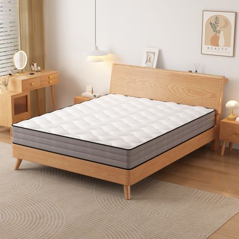 Matelas 7 zones 90x200 cm, avec 1000 ressorts ensachés - Confort H3 ferme, épaisseur 20 cm, tissu lyocell respirant - Gris (1/5)