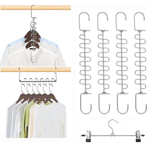 cintres Peu Encombrants, Lot De 4 Cintres Multifonctions Avec Crochets, Cintres Pour Pantalons En Forme De S, Cintres Magiques De Rangement, Cintr (1/5)