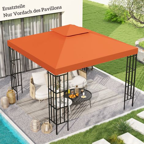 Toiture de remplacement pour tonnelle 3x3m. toit hydrofuge pour tonnelle métallique. toit de remplacement pour tonnelle de jardin. tente de réception. tente de jardin. polyester. rouge rouille