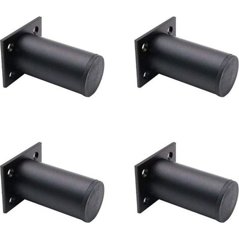 Lot de 4 pieds de meuble réglables en alliage d'aluminium noir mat 38 x 80 mm pour table basse d'armoire, jambe de support de canapé de meubles (1/4)