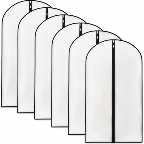 Housse Vetement Poussiere, Protection Vetements Transparent 6 Pcs 60x100cm, Sac Stockage Suspendu, Poussiere Mite Odeur Respirant pour Manteau, Costume, Robe (1/5)