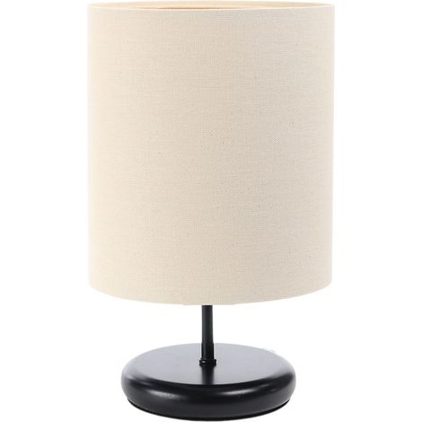 Lampe de chevet Boho 0E0s-C-130cz - Pietement noir, extérieur en jute beige clair crème, intérieur beige crème (1/5)