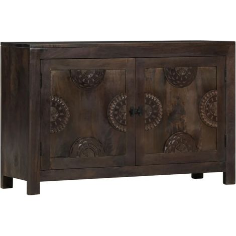 Buffet 2 portes manguier massif foncé sculpté Pinkie (1/5)