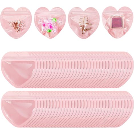 Sacchetti Regalo a Cuore in PVC Trasparente Rosa, Richiudibili e Resistenti – Design Elegante per Gioielli, Bomboniere Matrimonio e Feste (1/4)