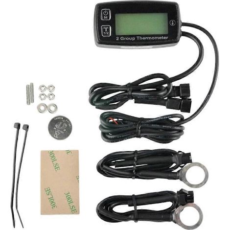 Termómetro LCD de doble canal, indicador de temperatura del motor para motocicleta, ATV, barco, moto de nieve, pantalla digital con color verde. (1/5)