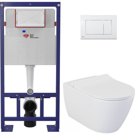 Pack WC bâti-support autoportant + WC suspendu sans bride Livea avec abattant SoftClose + plaque (STBEWR01-FR)