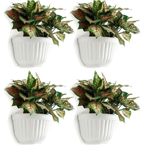 Pack Vertical Resin Flower Pots Wall Hanging Garden Living Room Window Hanging Planter Pots for Plants, Planters, Herbs, Balcony Railings, Shelves, Fences, Trellis, Decorations (1/5)