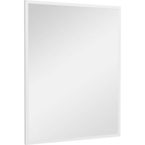 Miroir mural rectangle 90x70 cm bois blanc salle bain salon