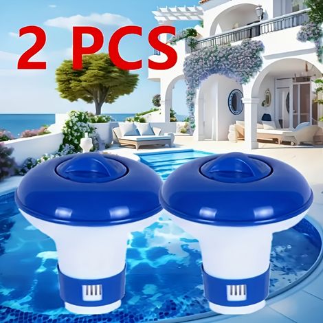 Système de dosage de chlore flottant en lot de 2, pour piscines et spas intérieurs et extérieurs. (1/5)
