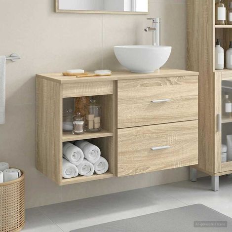 vidaXL Set di mobili per il bagno 2 pcs Rovere Sonoma