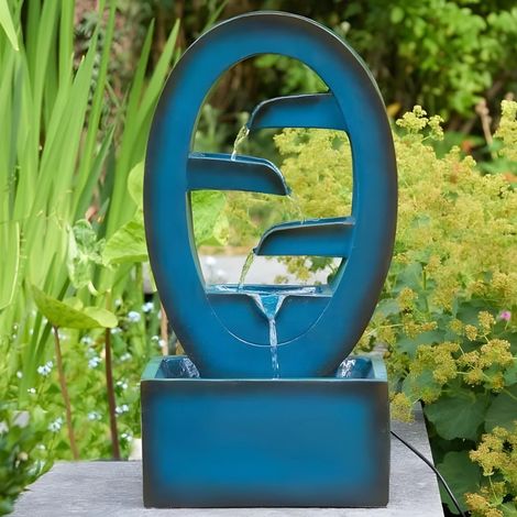 Solar Powered Water Feature Cascade Garden Fountain 50cm Solar Tiered Water Fountain with Remote Panel Outdoor Patio Balcony