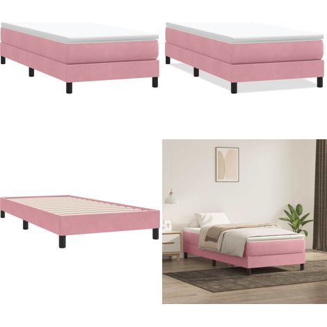Giroletto a Molle senza Materasso Rosa 100x210 cm in Velluto - Materasso a molle - Letto a molle