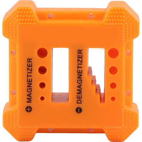 Tragbarer, multifunktionaler Magnetisierer/Entmagnetisierer für Stahlschraubendreherbits – Gelber Kunststoffkoffer, Abmessungen 6,8 x 6,8 x 3 cm, Heimwerkerwerkzeug (1/5)
