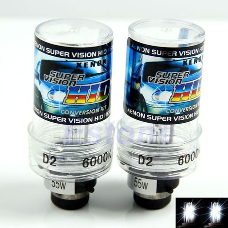 2 D2S 6000K 55W bulbs for replacing HID xenon car headlights (NEW) - AquaForge