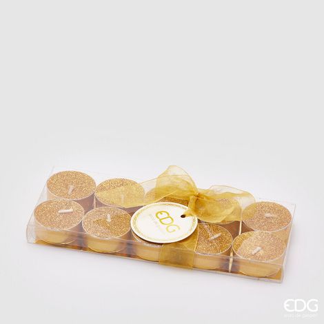 EDG Enzo De Gasperi Tealight Glitterate H 1,2 Cm D 3,8 Cm Cf 10 Pz  Gold