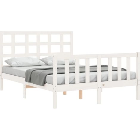Bed Frame without Mattress White Small Double Solid Wood Pine vidaXL (1/5)