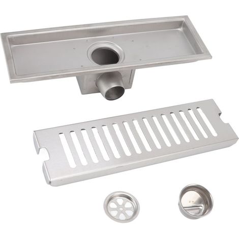 Caniveau de douche linéaire rectangulaire de 30 cm (12 pouces) avec clapet anti-retour pour salle de bain et cuisine. Évacuation rapide des odeurs. (1/5)