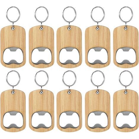 Lot de 10 ouvre-bouteilles porte-clés en bois, légers et compacts, parfaits pour les bars, le camping et les fêtes. Ouvre-bouteilles multifonctionnels pour la maison et les activités de plein air. (1/5)