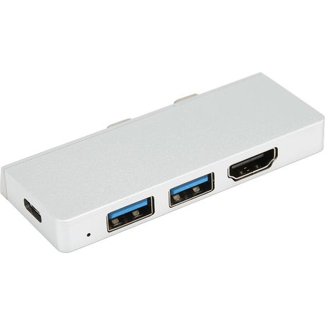 Station d'accueil 8 en 1 pour Surface Pro 8/9/X avec 4K HDMI, charge USB-C PD, 2 ports USB 3.0, hub argenté (1/5)