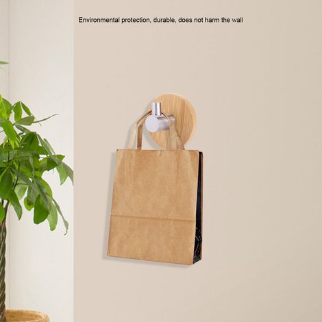 Wandhaken aus natürlichem Bambus und Edelstahl, Halter für Taschen, Schlüssel, Handtücher, Küche, Einzelwandmontage (1/5)