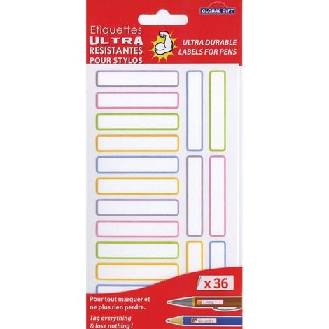 36 étiquettes plastifiées - Couleurs pastels - Ultra-résistantes