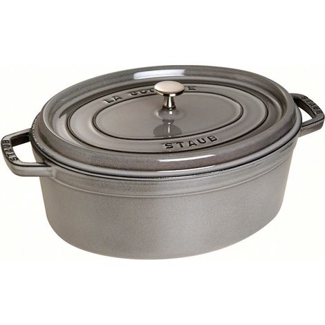 Staub Cocotte ovalada de hierro fundido 31 cm gris grafito 5,5 L