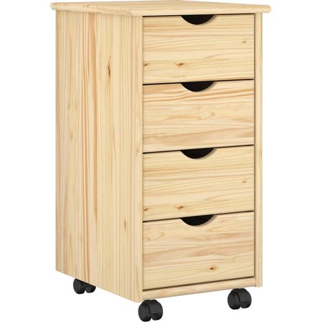 Rolling Cabinet Brown 65.5 x 34 x 39 cm Solid Pine Wood vidaXL