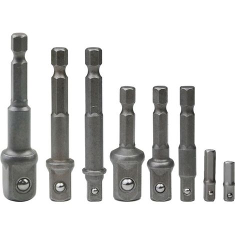 8 Pièces 1/4" 3/8" 1/2" Porte Embouts Magnétique Extension de Vissage Adaptateur Tournevis Hexagonal/Carré Assortiment (1/5)