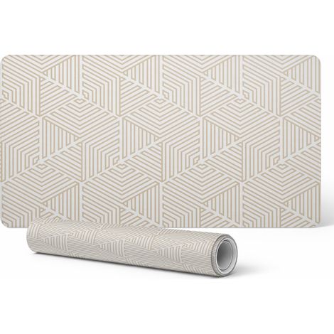 Alfombrilla decorativa de escritorio con elegante dise帽o geom茅trico tipo laberinto, 100x50 cm.