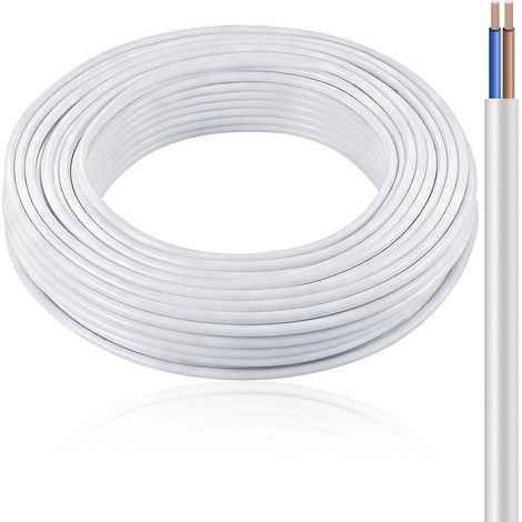 10M Fil Electrique, Cable Electrique 2×0.75mm², 18 AWG, Blanc 5V/12V/24V/300V Cable Plat 2 Fils-Cable Remorque de Voiture-Cabl de Vehicule pour Lumiere LED Automobile equipement de Bateau (1/5)