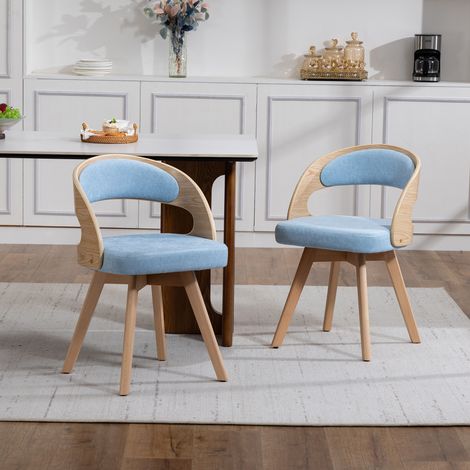 CHICFURN Lotto di 2 sedie da pranzo girevoli 44x41x75 cm in legno e lino bordeaux (1/5)
