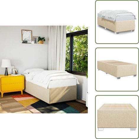 The Living Store Cadre de lit sans matelas crème 100x200 cm tissu - Cadre De Lit - Lit Double - Literie - Sommier - Meuble Chambre (1/5)