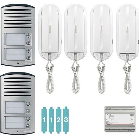 Bticino Kit citofono Quadrifamiliare doppio ingresso Sprint a 2 fili - 4 chiamate - 366821/4