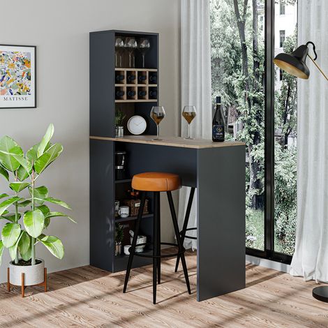 Roomart DUBLIN Bartisch Stehtisch 120 cm, Anthrazit-Eiche