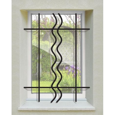 DMS – Grille de défense duo pour fenêtre 45 cm x 40 cm – Acier prépeint – Pose facile par scellement – Fabrication française