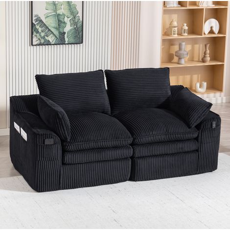 Divano 2 posti in corduroy con tasche laterali OKMYHOME (1/5)