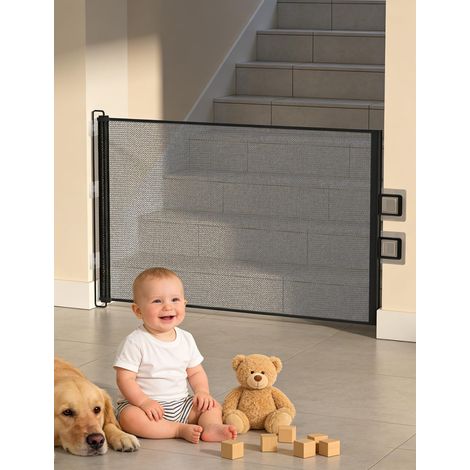 Barrière de Sécurité Rétractable pour Bébé et Chien Portillon de Sécurité Extensible 0-150 cm pour Escaliers et Portes (1/5)