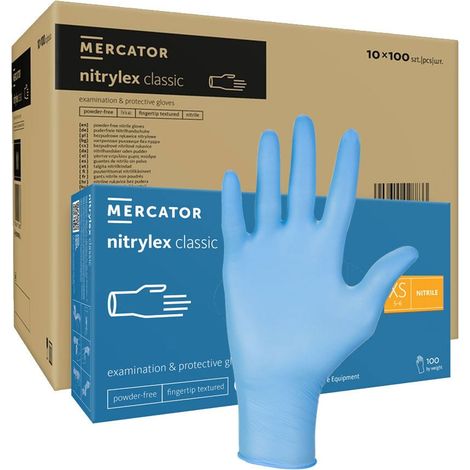 Guanti in nitrile XS blu Mercator Nitrylex Classic 100 pezzi cartone 10 confezioni (1/5)