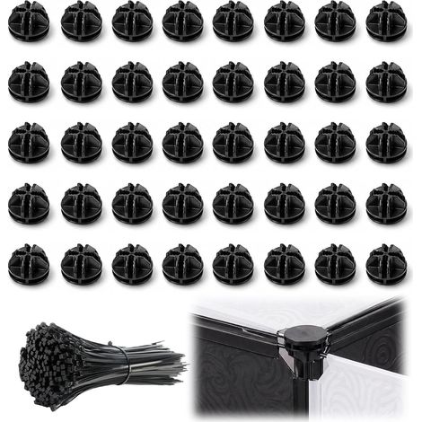40 Pièces Connecteurs Plastique Cube pour Armoire Cube, Kit de Connecteurs Modulaires Noir, Ensemble Armoire Modulaire Durables pour Rangement, Pratiques et Stables, Avec 80 Attaches de Câbles (1/5)