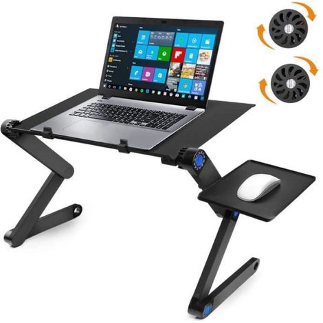 Table de Lit Pliable - Table Pliable - Alliage Aluminium - Compacte - Légère - 2 Ventilateurs USB (1/5)