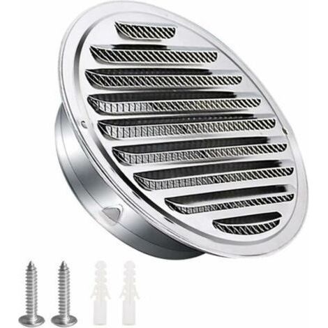 Grille aération VMC,Griglia di ventilazione in acciaio inox 100mm con viti e tasselli Protezione dagli agenti atmosferici Lamelle con zanzariera e fibbia Griglia di uscita dell'aria rotonda V (1/5)