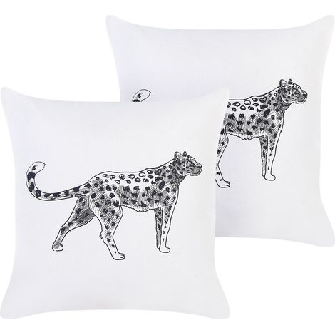 Dekokissen 2er Set MARULA Baumwolle 45 x 45 cm Weiß Tiermuster (1/5)